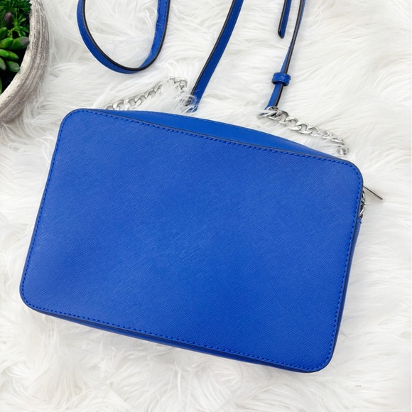 Michael Kors Blue Leather Perforated Crossbody Bag - Picture 10 of 11